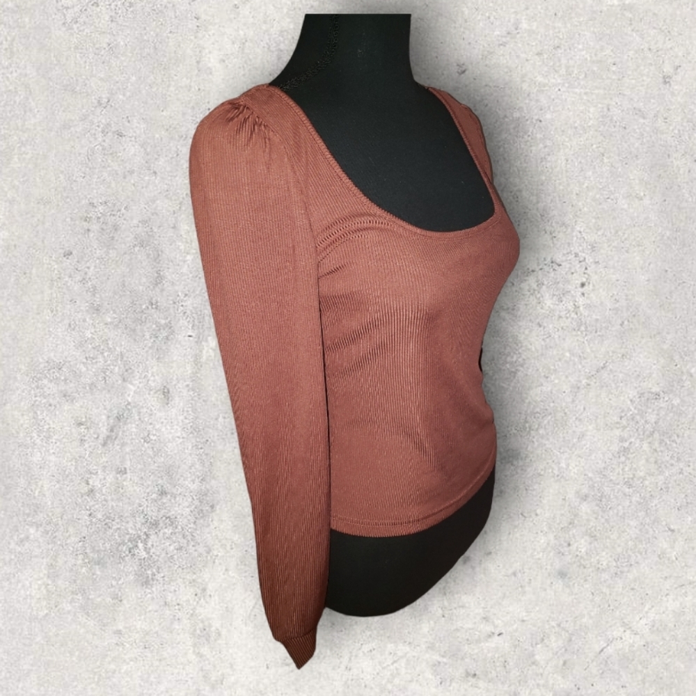 💖SHEIN Rib Knit Long Sleeve Fitted-Tee (Size Small)